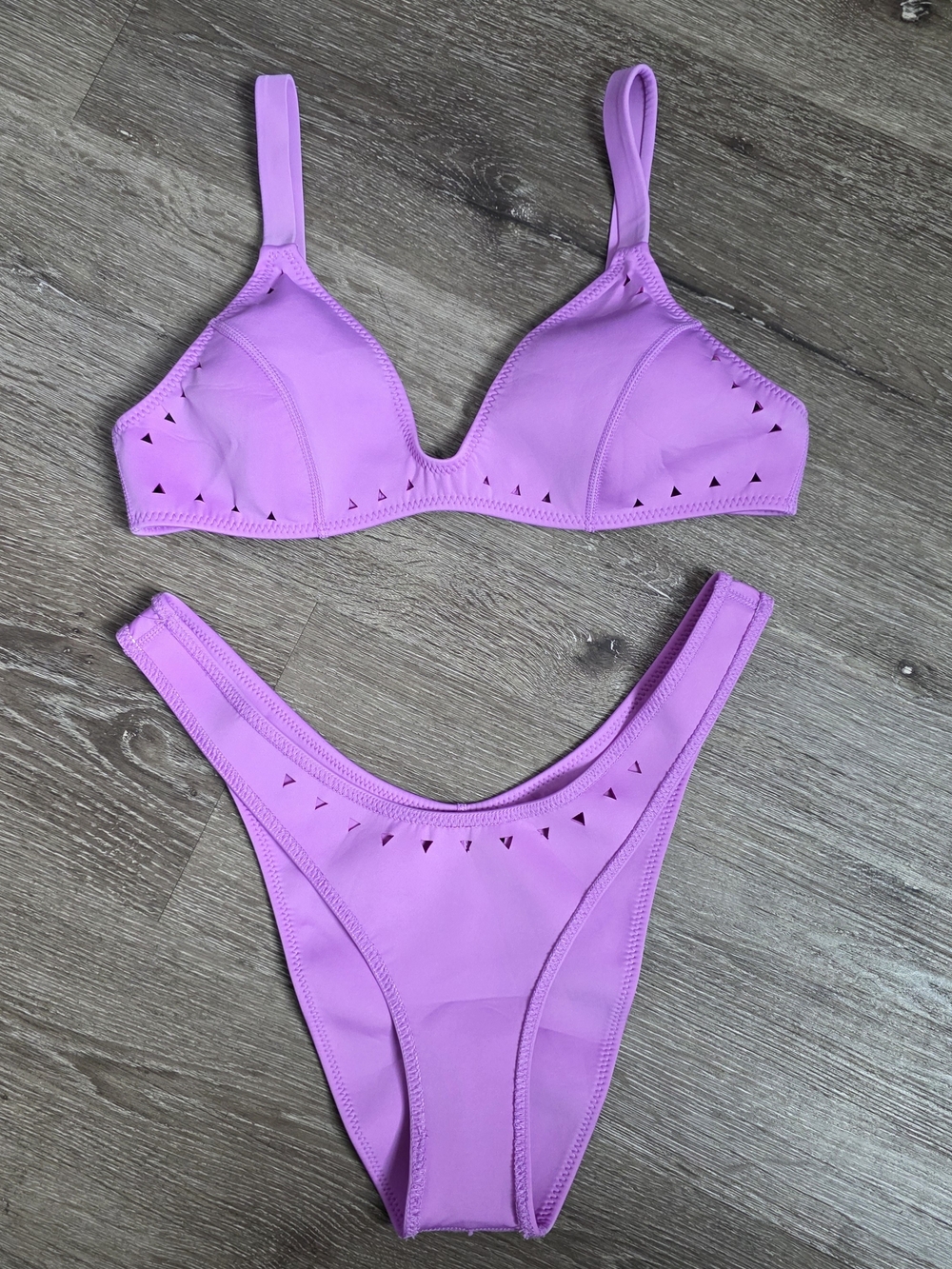 Lavender Triangle Cutout Bikini Set Size M